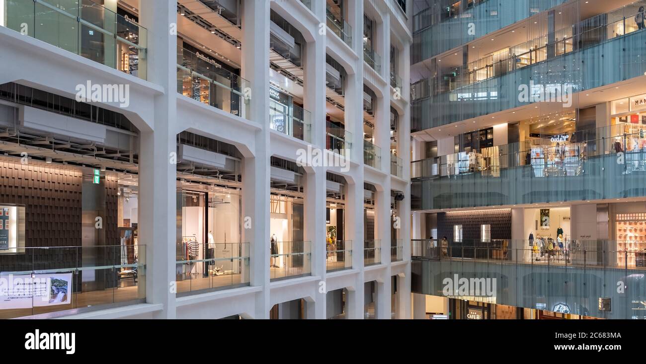 Interior facade of Kitte shopping complex, formerly the Japan Post office building, Tokyo, Japan Stock Photo