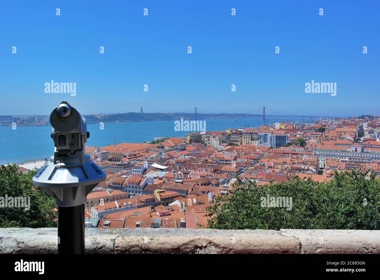 View over the tagus river and the bridge, Lisbon, Portugal Stock Photo
