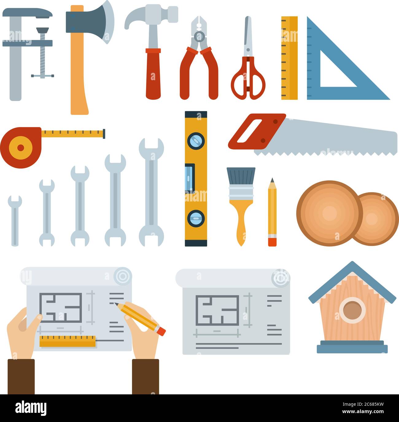 Set of _ , _. icons flat vector illustration Stock Vector