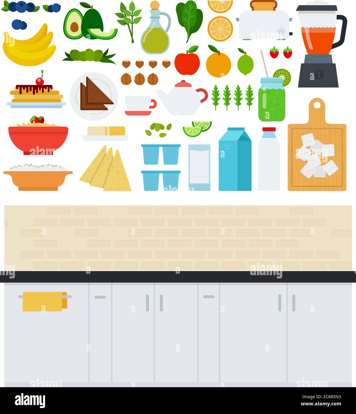 Kitchen and Food icons flat vector Stock Vector Image & Art - Alamy