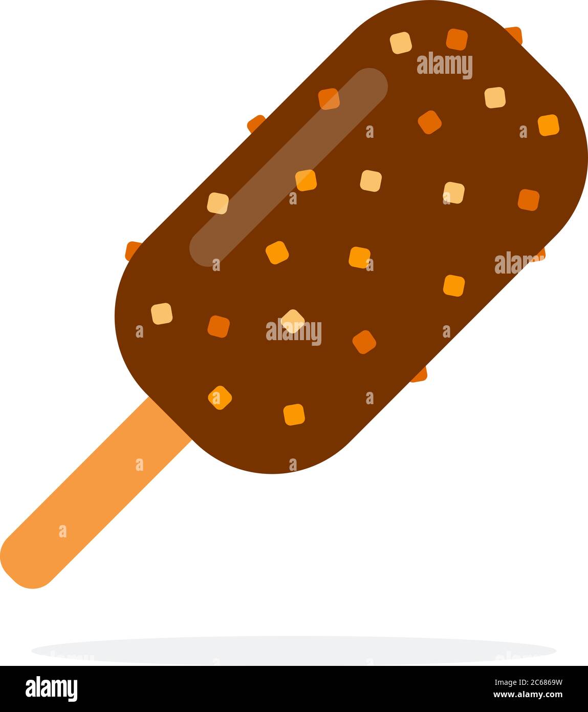 Ice cream with nuts on stick vector flat isolated Stock Vector