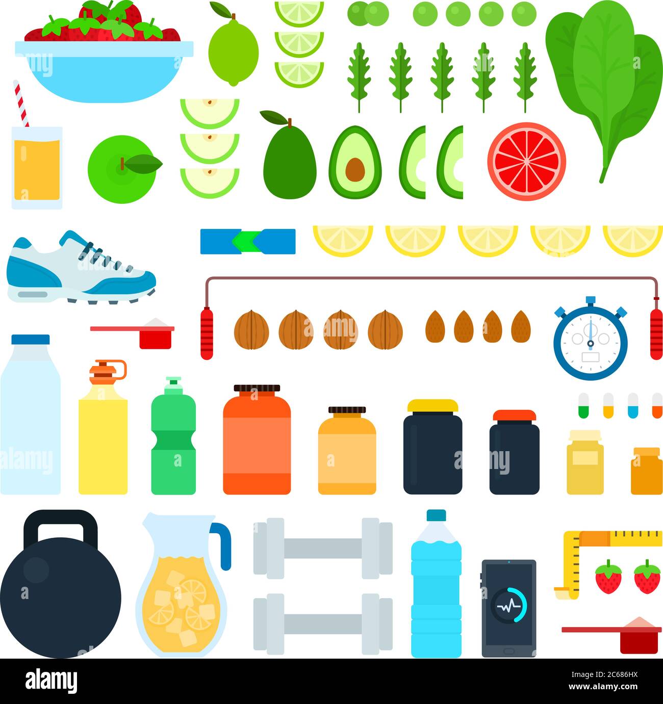 Set of Healthy food icons flat vector Stock Vector Image & Art - Alamy