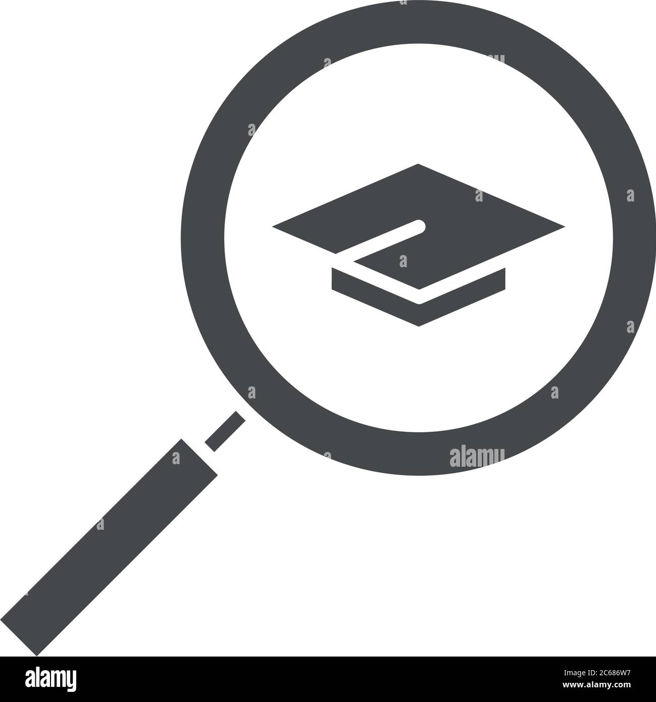 teach school and education graduation hat magnifying glass silhouette style icon vector illustration Stock Vector