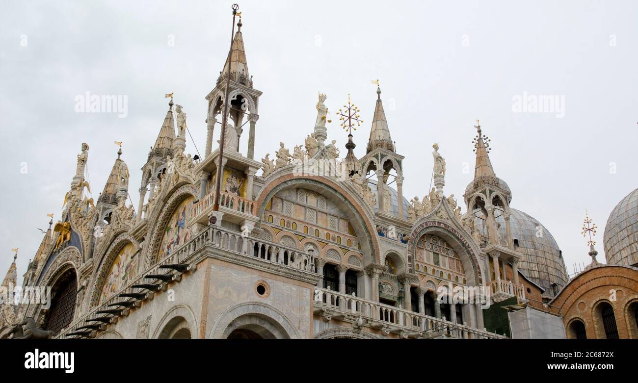 Close up of fragment of Basilica di San Marco, Piazza San Marco, Venice, Veneto, Italy Stock Photo