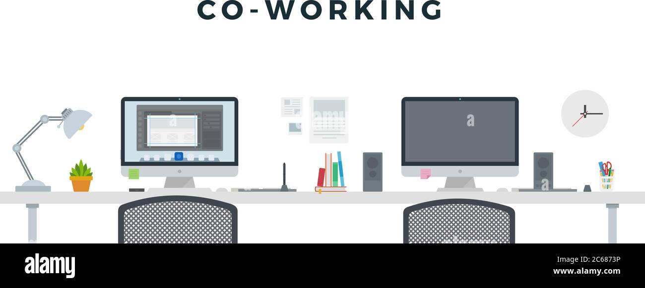 Office working computers Stock Vector Images - Alamy