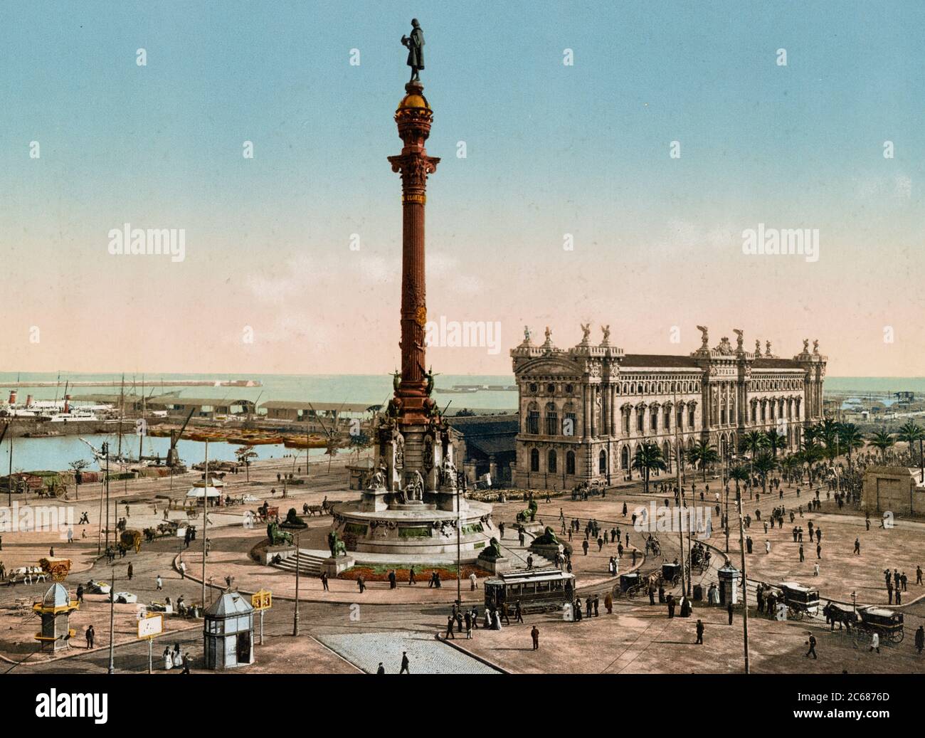 Plaza de la Paz - Peace Square - Barcelona, Spain, circa 1900 Stock Photo