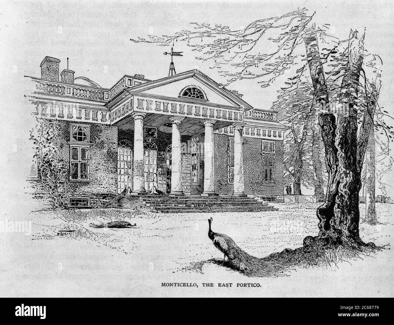 Monticello, the east portico, May 1887 Stock Photo