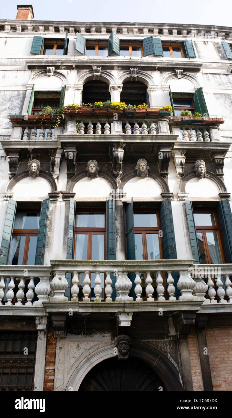 View of building near canal, Grand Canal, Venice, Veneto, Italy Stock Photo