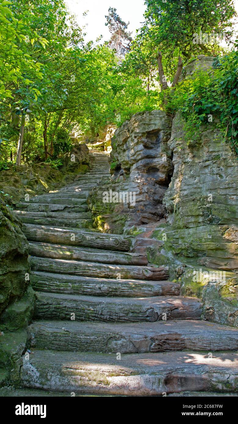 View of stairs Church in Montmartre, Paris, France Stock Photo