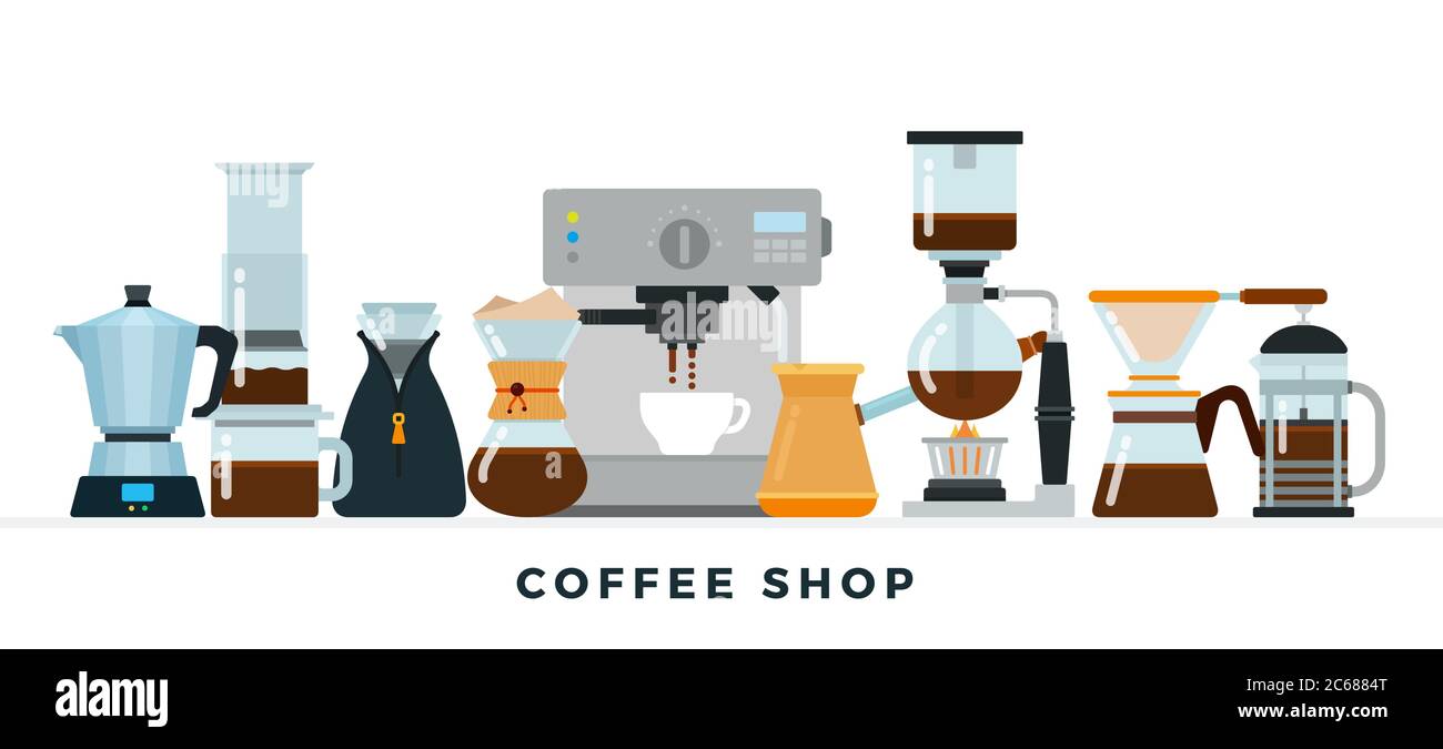 https://c8.alamy.com/comp/2C6884T/coffee-shop-collection-vector-illustration-in-flat-design-different-equipment-for-coffee-preparing-2C6884T.jpg