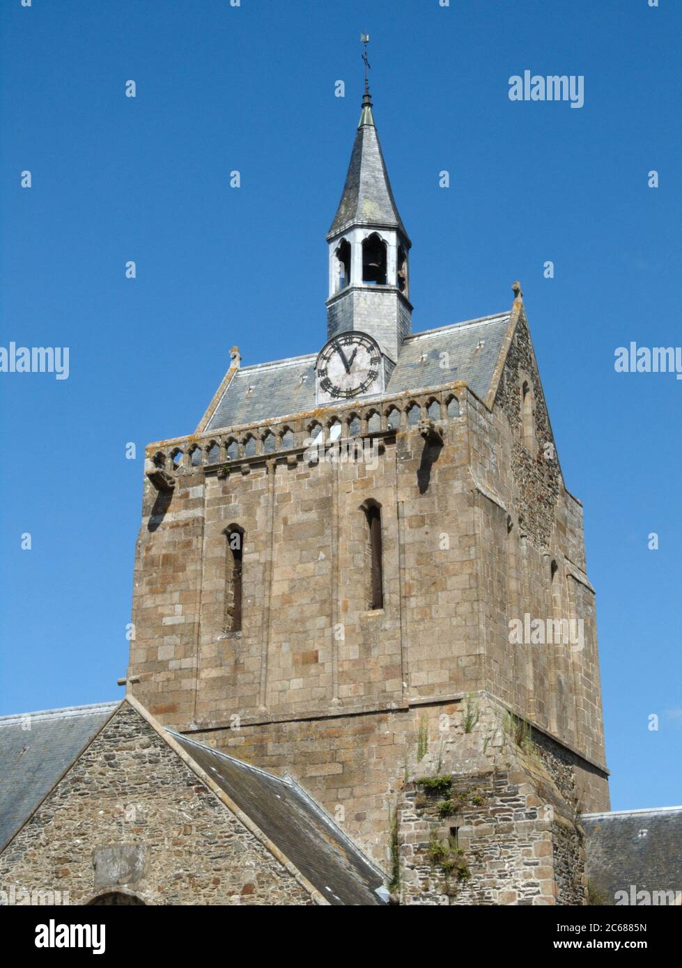 Architecture of, Notre Dame Church, Pontorson, Manche, Normandy, France Stock Photo