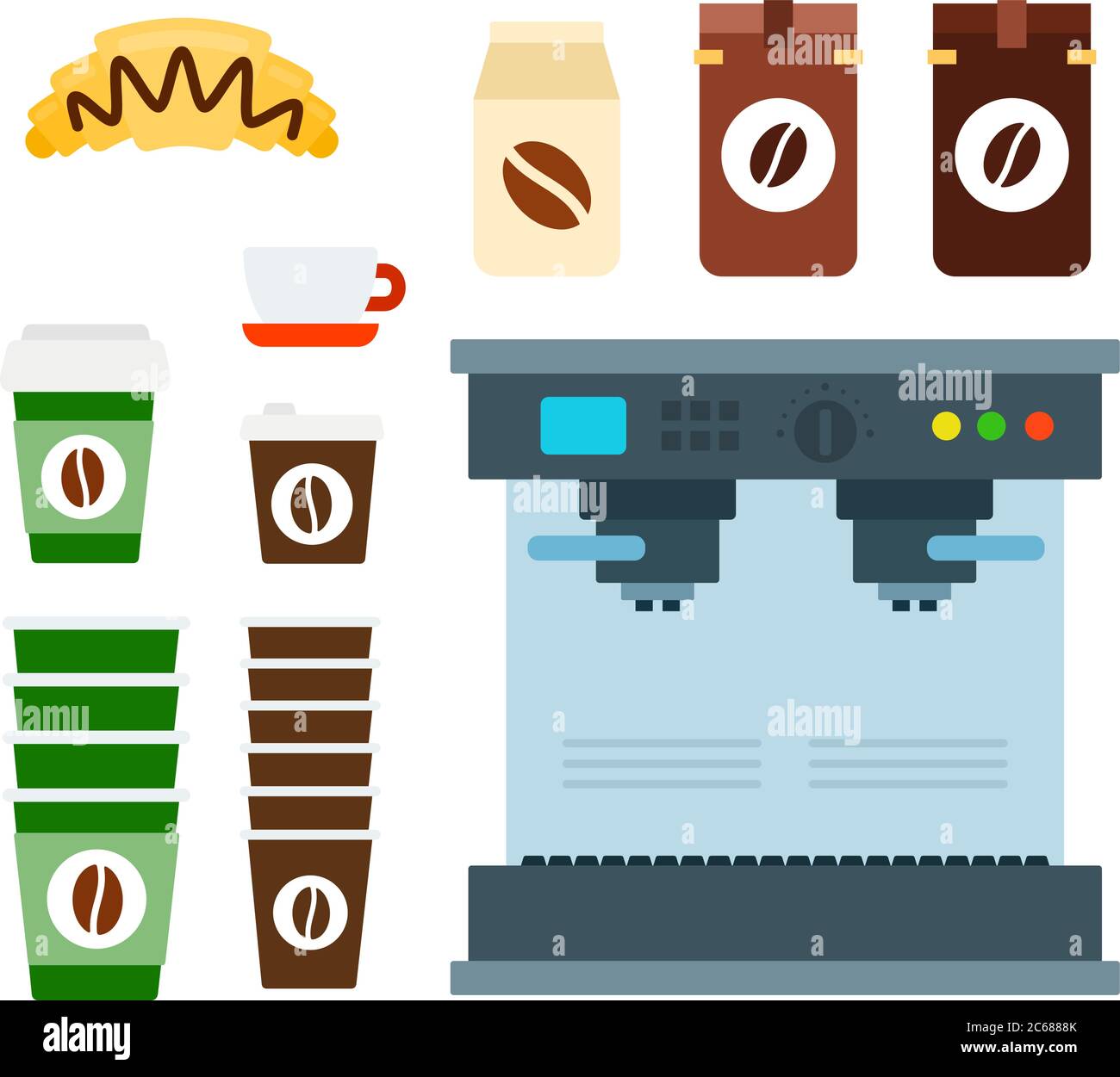 Coffee machine vector flat material design isolated object on white