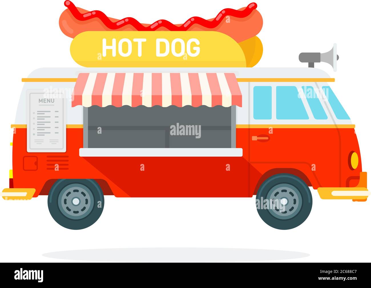 Hot dog track vector flat material design isolated object on white