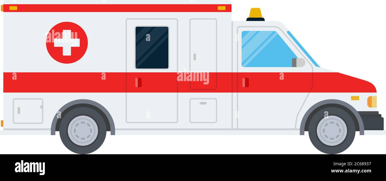 Ambulance car vector flat material design isolated object on white background. Stock Vector