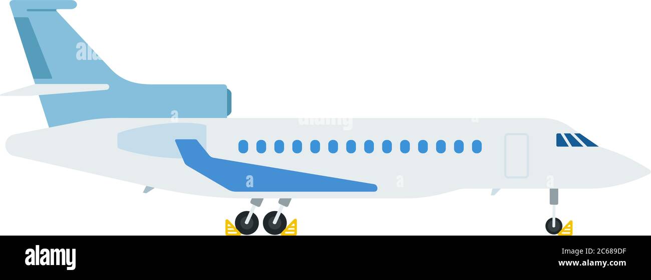 Aircraft parked vector flat material design isolated object on white background. Stock Vector