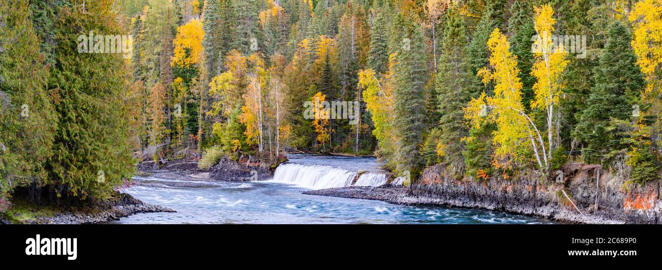 View of Osprey Falls on Clearwater River, Wells Gray Provincial Park, British Columbia, Canada Stock Photo