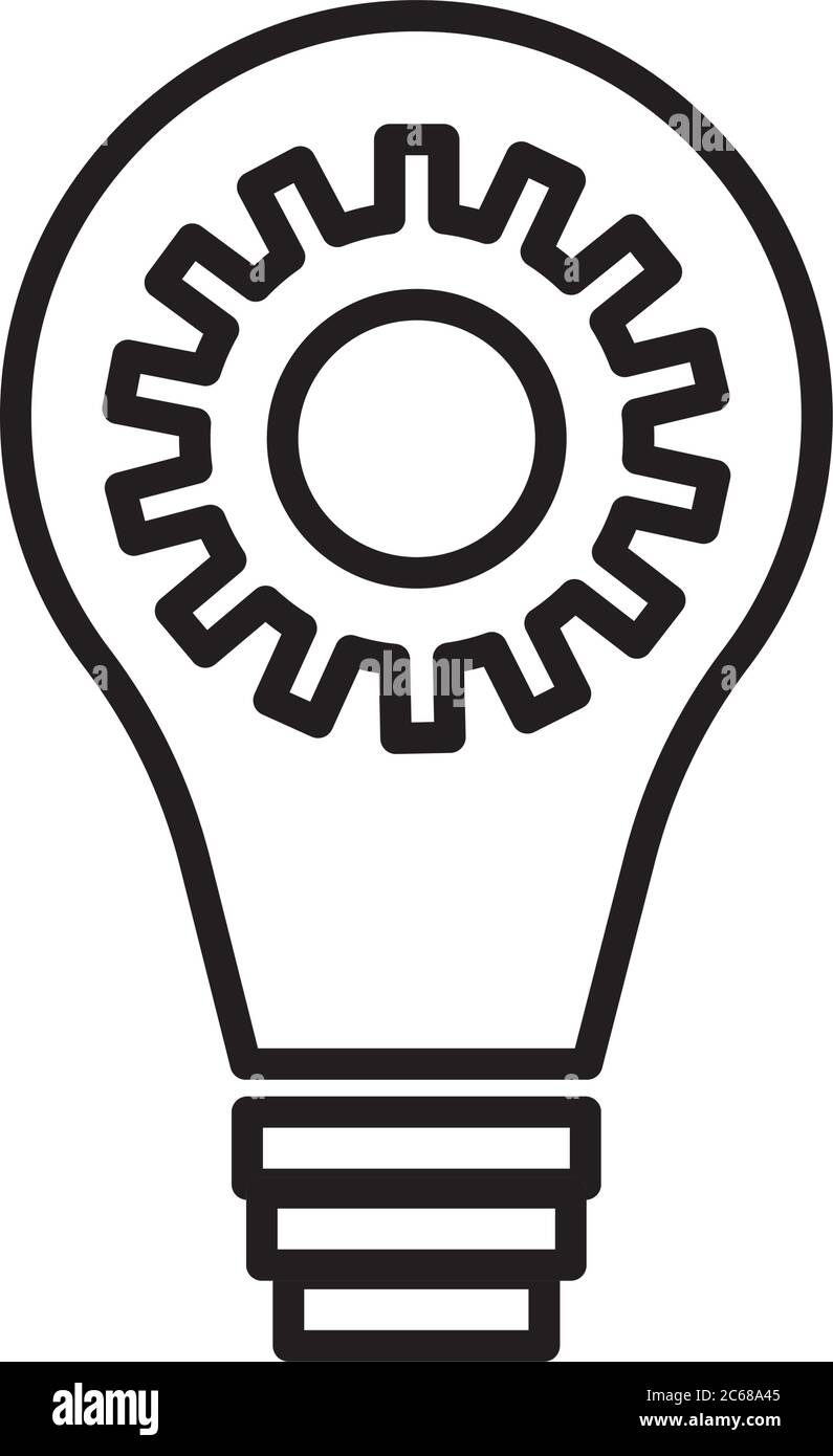 gear machine work in bulb line style icon vector illustration design Stock Vector