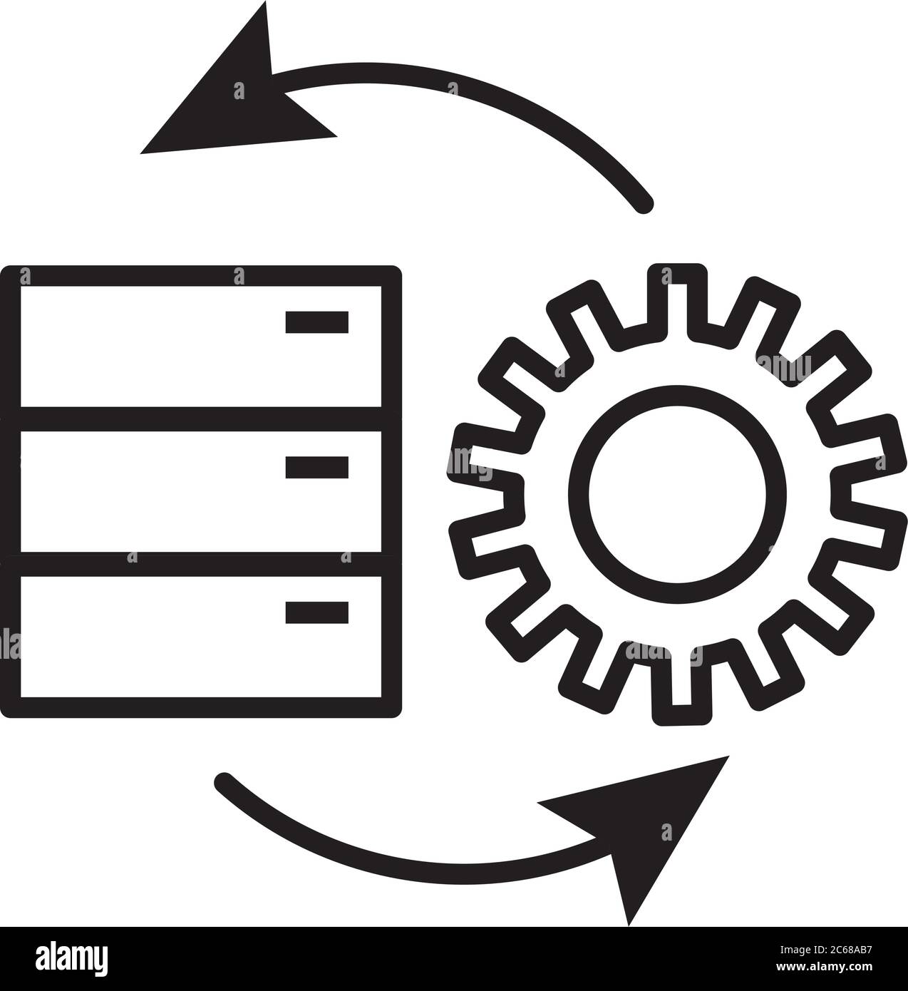 gear machine work with data server line style icon vector illustration ...