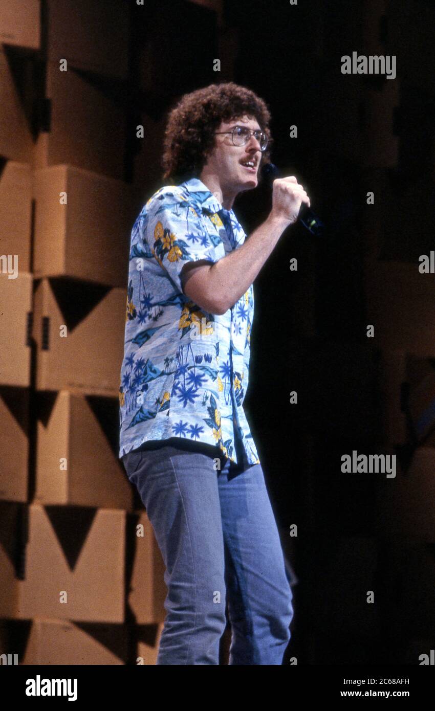 Comedian Weird Al Yankovic doing a stand up comedy routine at Comic Relief Stock Photo