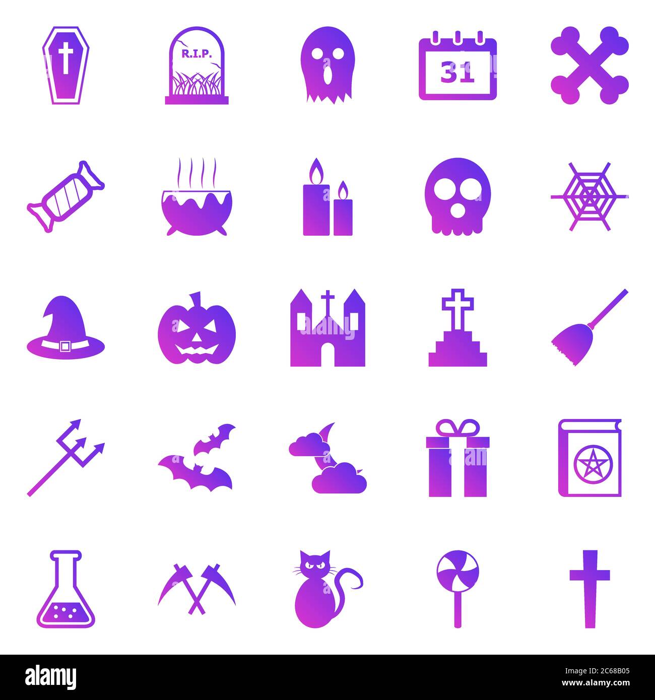 Halloween gradient icons on white background, stock vector Stock Vector