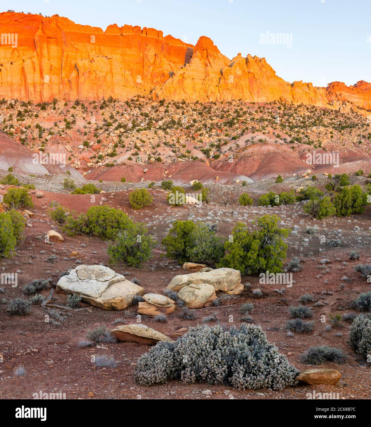View of rocks and mountains, Bown Bench, Grand Staircase, Escalante National Monument, Utah, USA Stock Photo