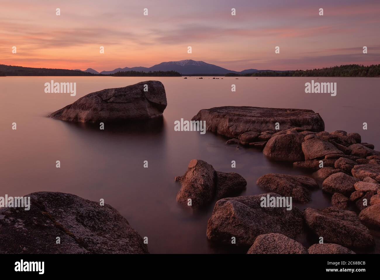 Ambajejus Lake at sunset. Stock Photo