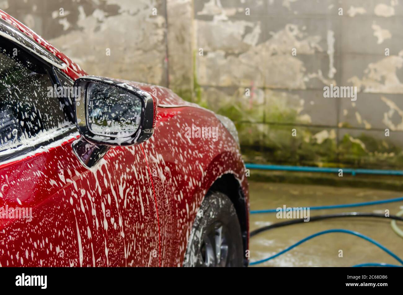Car wash with foam bubbles Stock Photo Alamy