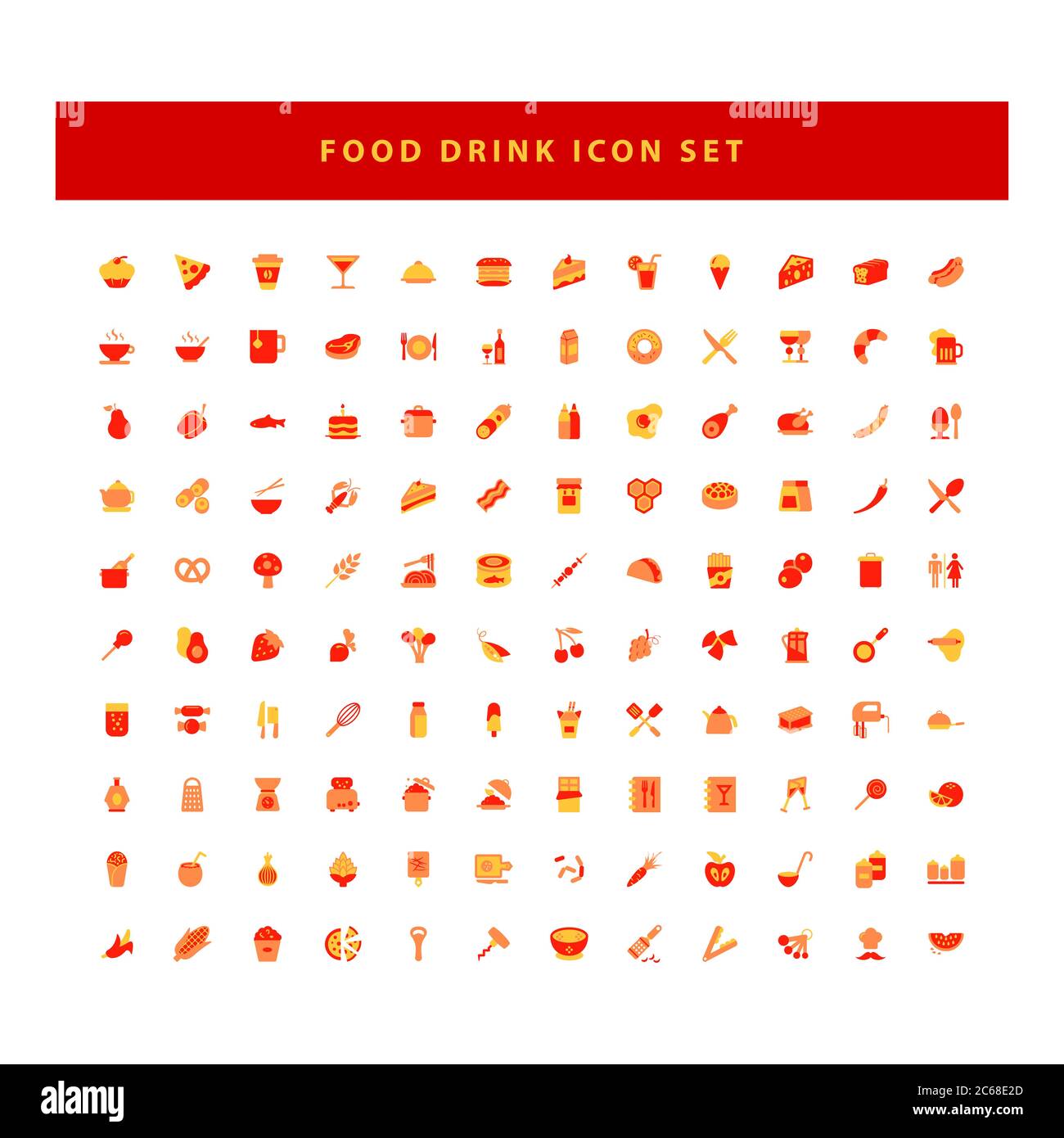 Food and Drink icons set vector with flat color style design Stock Vector