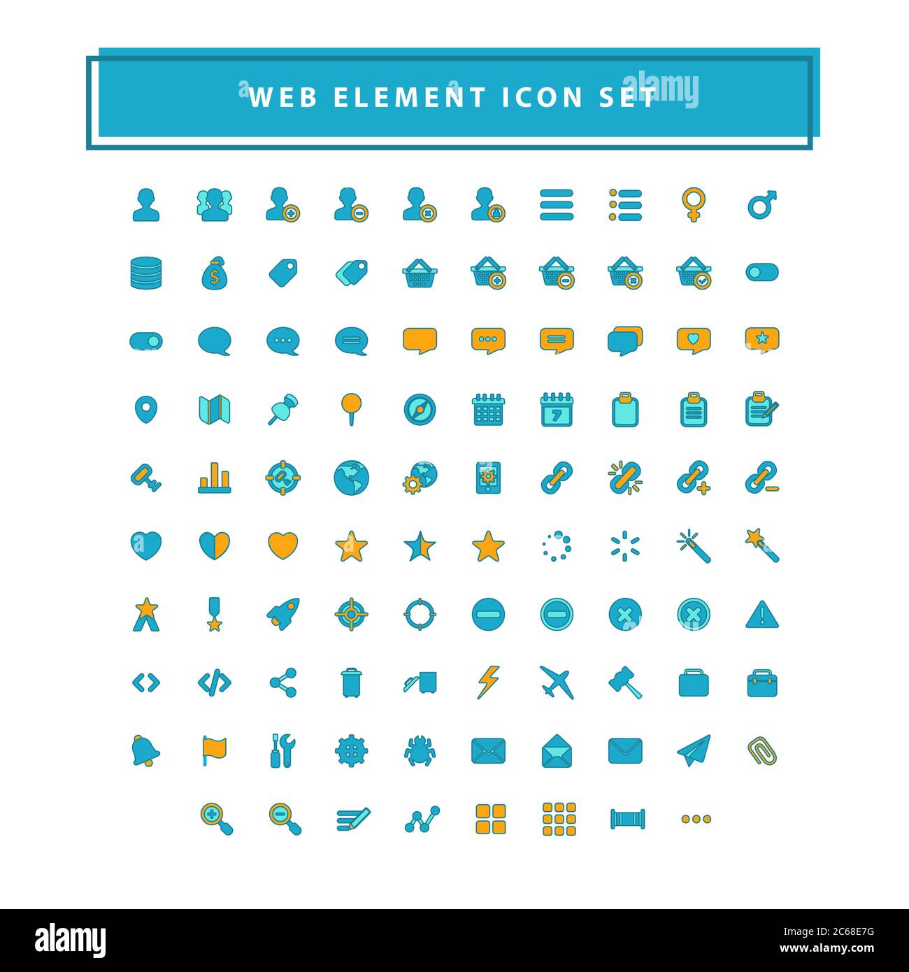 Set of web element icons set with filled outline style design Stock ...