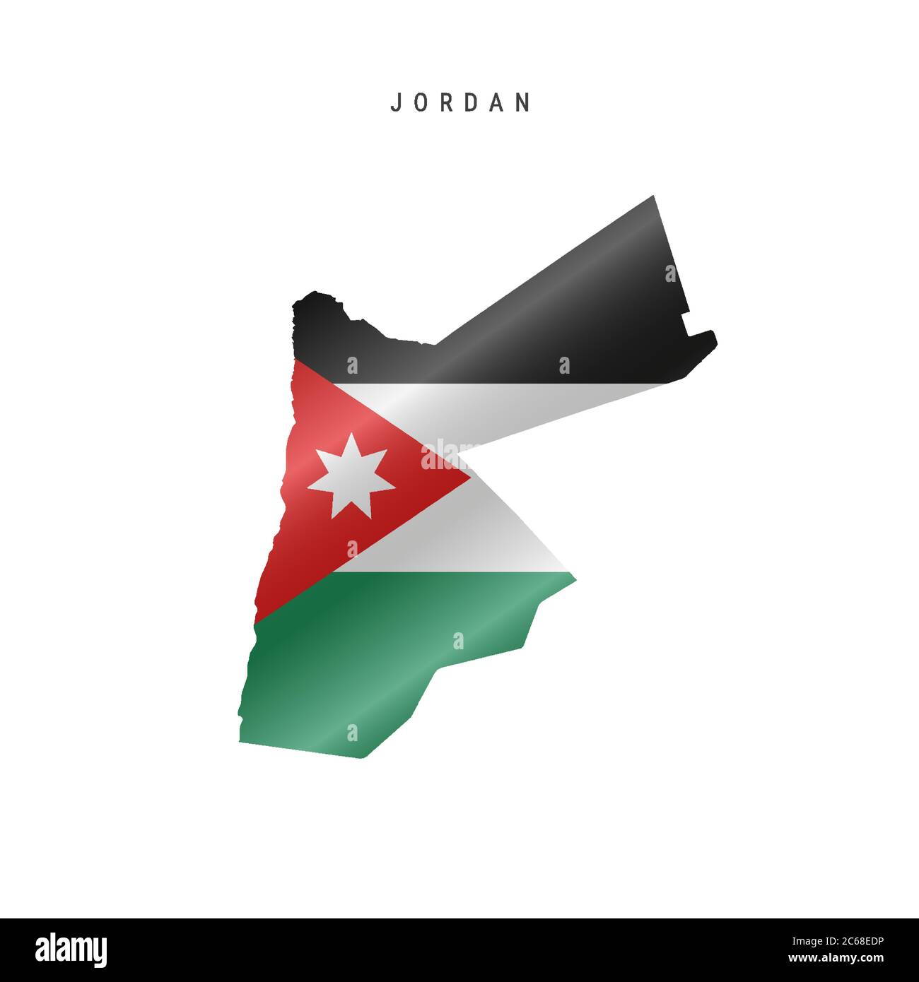 Detailed waving flag map of Jordan. Vector map with masked flag Stock ...