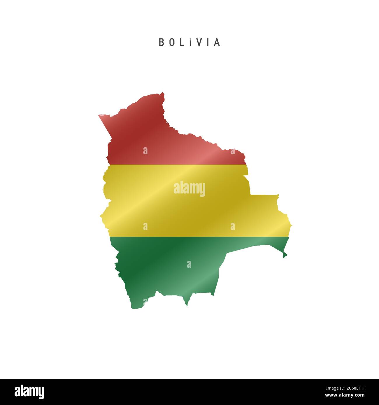 Detailed waving flag map of Bolivia. Vector map with masked flag. Stock Vector