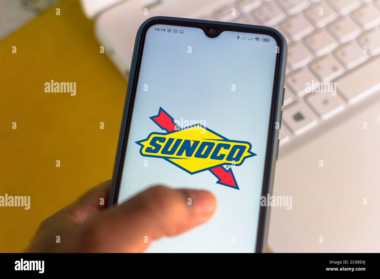 In this photo illustration the Sunoco logo seen displayed on a smartphone. Stock Photo