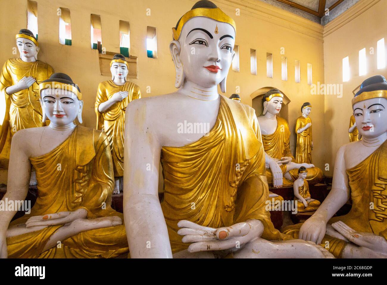 Buddha Statues in the Shwedagon Pagoda, Yangon, MyanmarSerene Stock Photo