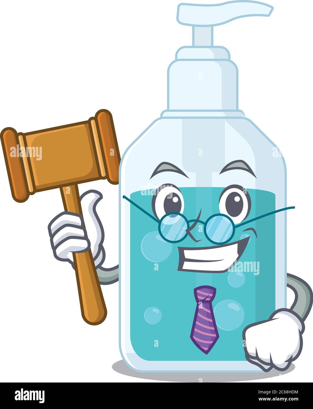 A wise judge of hand sanitizer mascot design wearing glasses Stock Vector