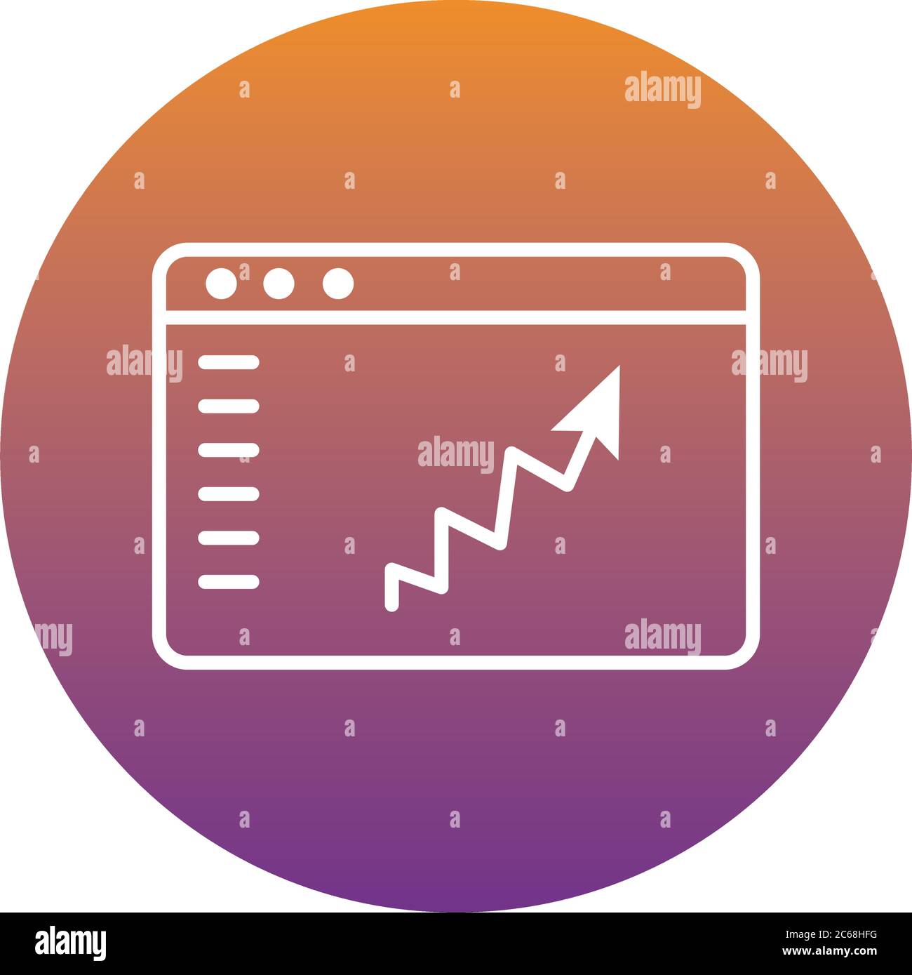 webpage with arrow statistic block style vector illustration design Stock Vector