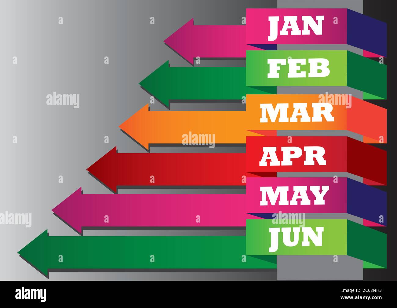 Vector illustration of colorful stock chart for half a year Stock