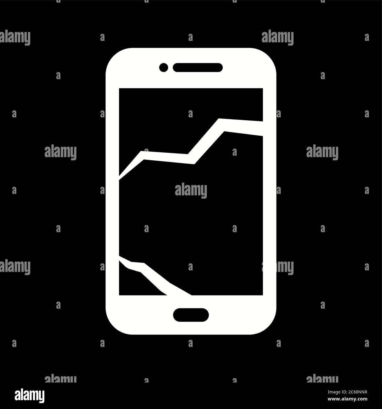 Unique Broken Cell Phone Vector Glyph Icon Stock Vector