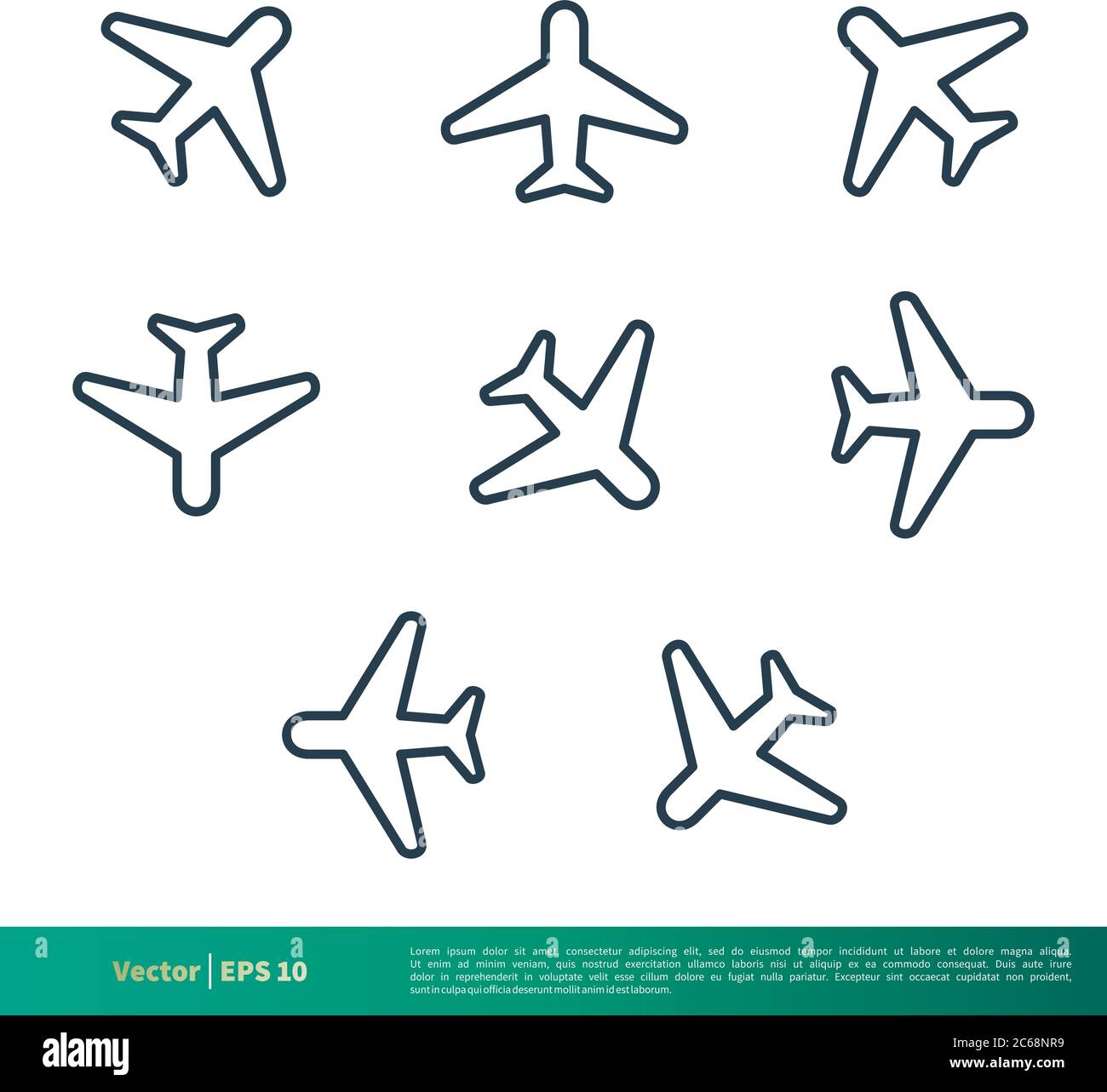 Set Plane Icon Vector Logo Template Illustration Design. Editable Vector EPS 10. Stock Vector
