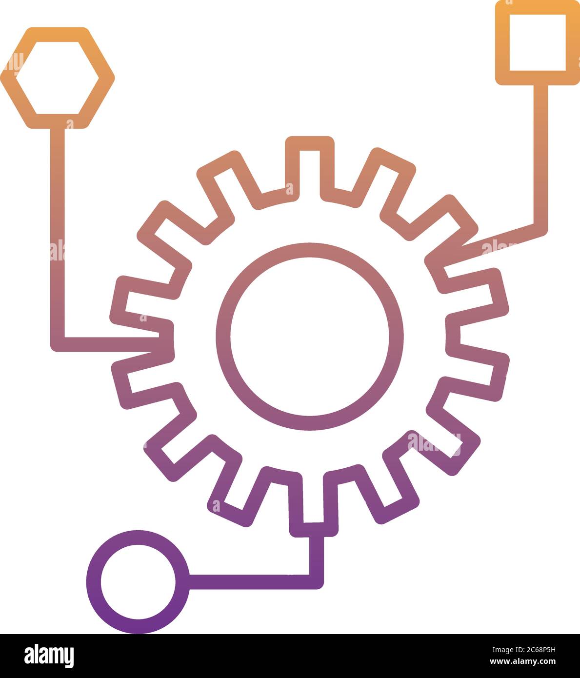 gear machine work with infographic gradient line style icon vector ...