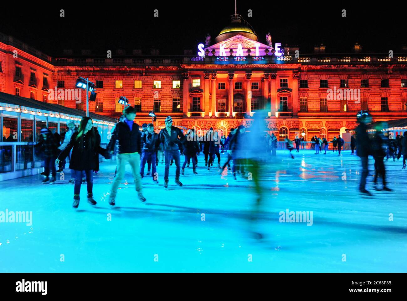 People on the ice rink at Somerset House, Skate, London, UK Stock Photo ...
