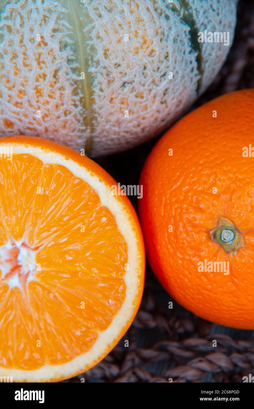 Fruit salad in melon slice hi-res stock photography and images - Alamy