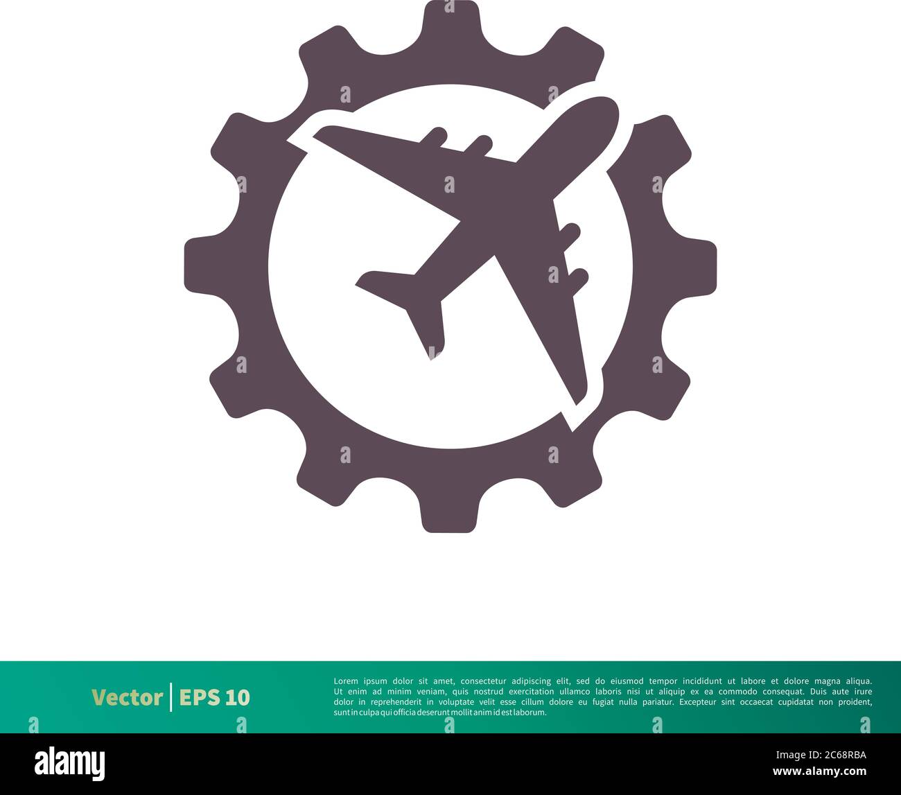 Plane and Gear Icon Vector Logo Template Illustration Design. Editable Vector EPS 10. Stock Vector