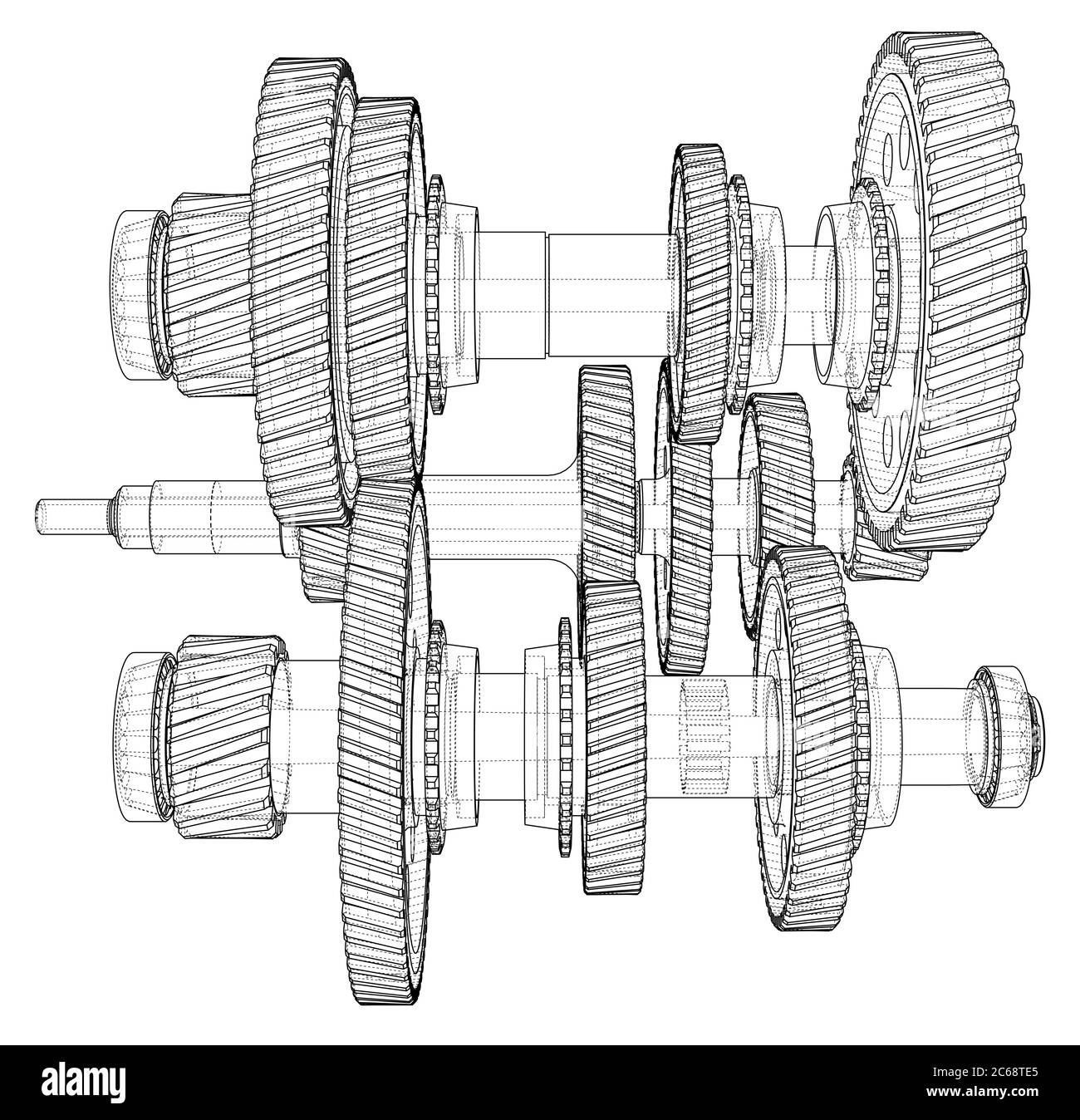 Outline gearbox concept. 3D illustration Stock Photo - Alamy