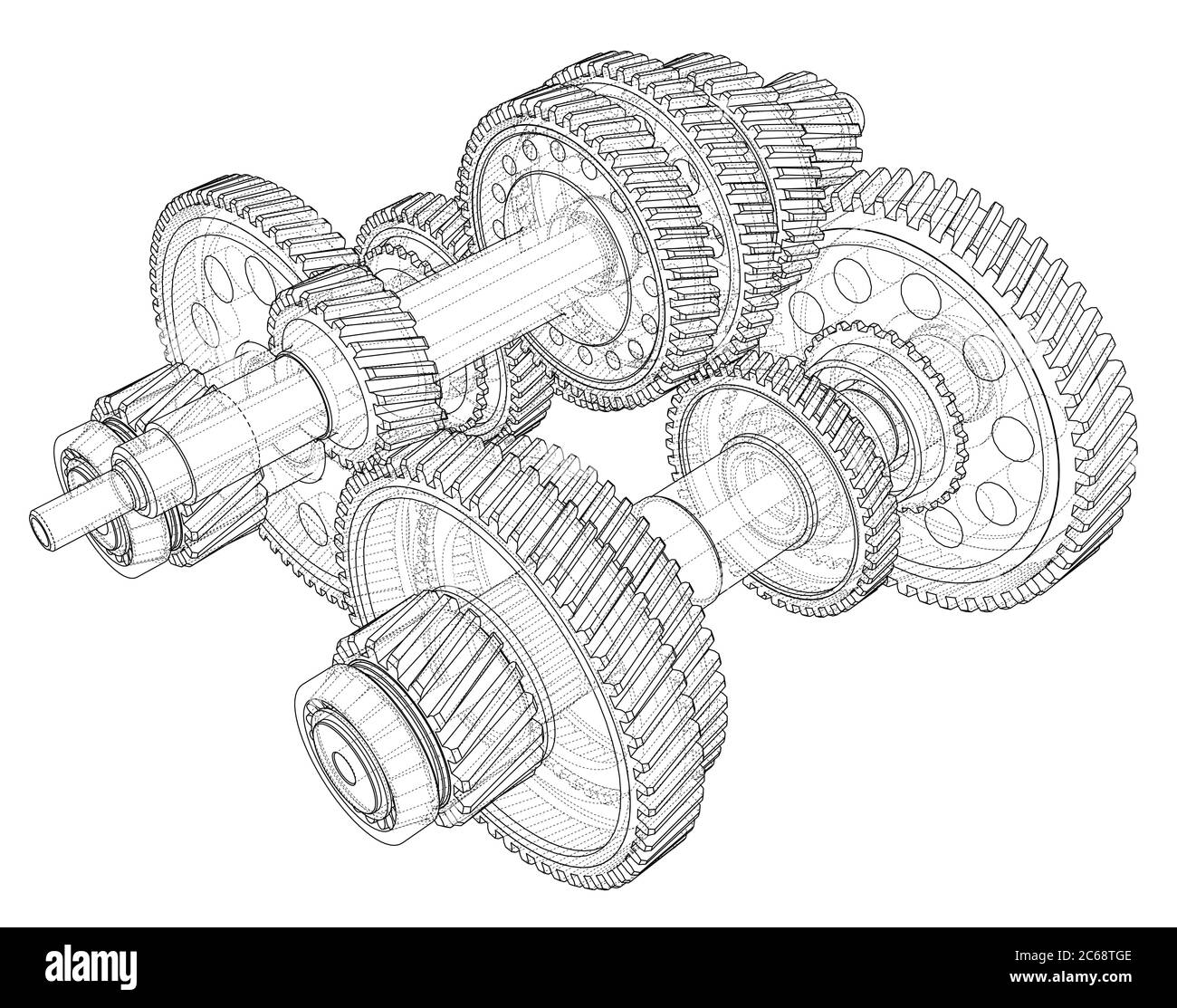 Outline gearbox concept. 3D illustration Stock Photo - Alamy