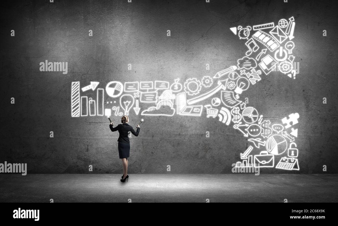 Woman throwing light on her ideas Stock Photo Alamy