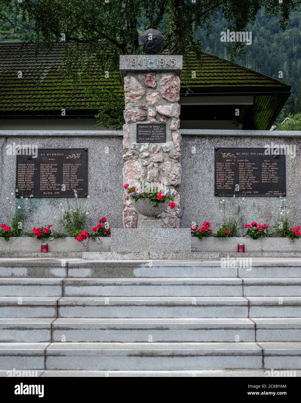 WW2 monument in Dovje, Slovenia Stock Photo