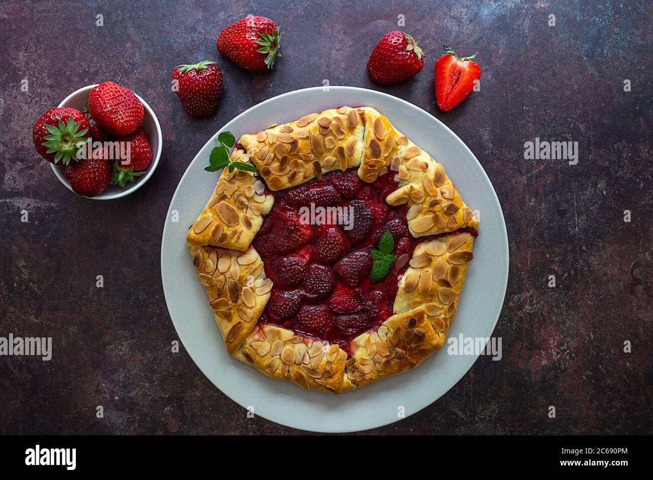 Homemade strawberry open pie galette Stock Photo Alamy
