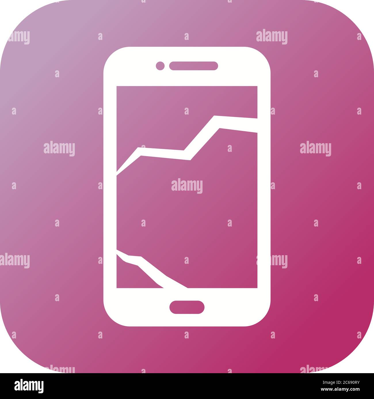Unique Broken Cell Phone Vector Glyph Icon Stock Vector