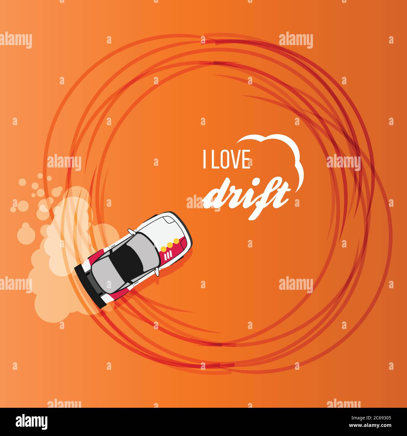 Top view of a drifting car Stock Vector
