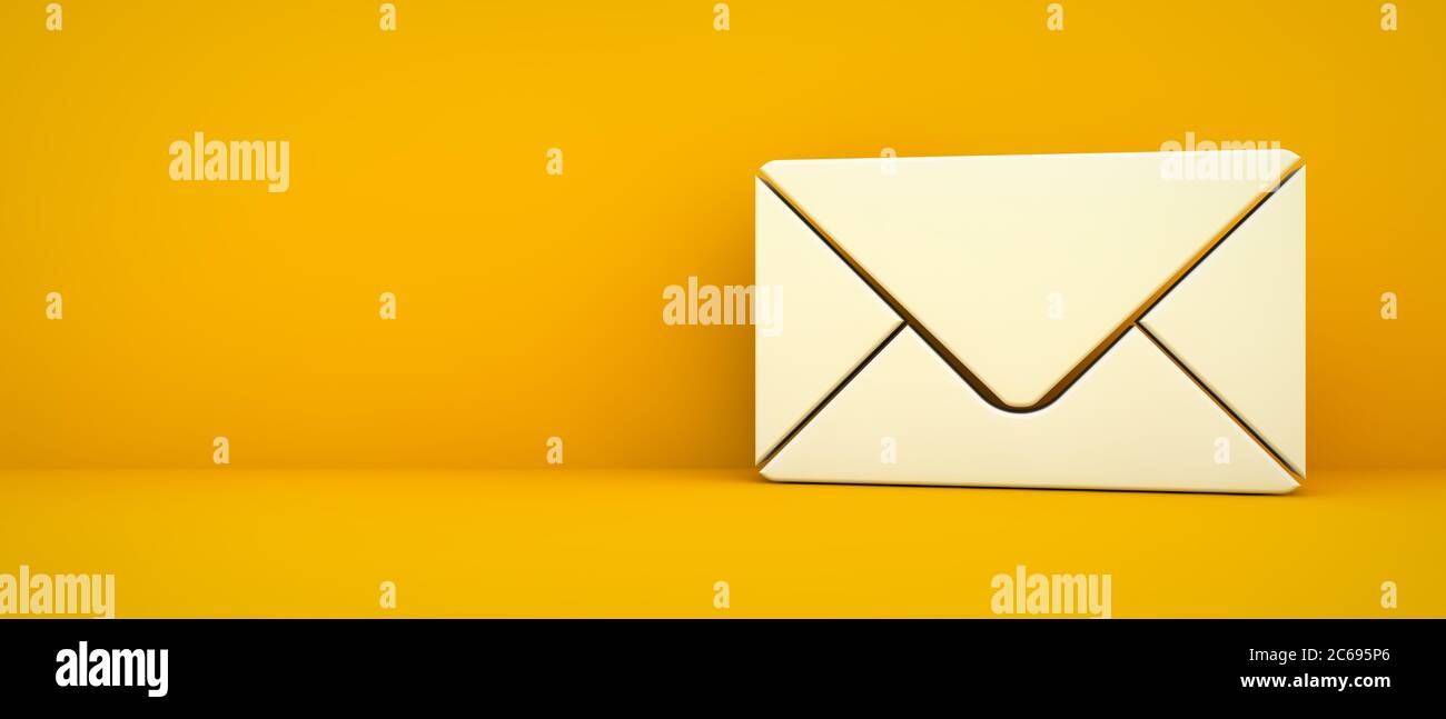 Email contact icon on yellow background 3d rendering Stock Photo